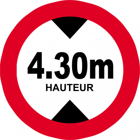 hauteur de passage maximum 4,30m - 20cm - Autocollant(sticker)