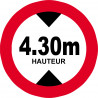 hauteur de passage maximum 4,30m - 20cm - Autocollant(sticker)