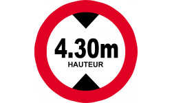hauteur de passage maximum 4,30m - 5cm - Autocollant(sticker)