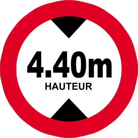 hauteur de passage maximum 4,40m - 20cm - Autocollant(sticker)