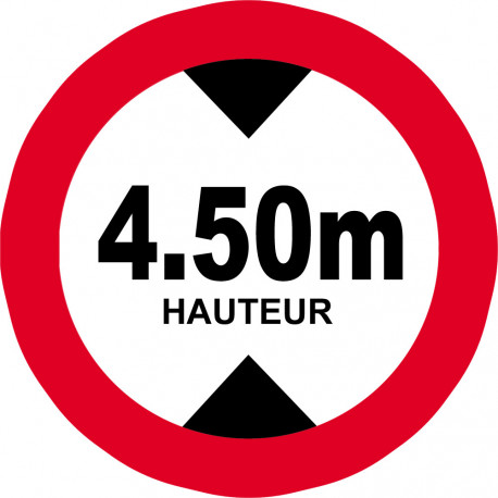 hauteur de passage maximum 4,50m - 20cm - Autocollant(sticker)