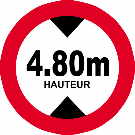 hauteur de passage maximum 4,80m - 20cm - Autocollant(sticker)