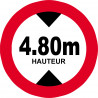 hauteur de passage maximum 4,80m - 20cm - Autocollant(sticker)