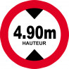 hauteur de passage maximum 4,90m - 20cm - Autocollant(sticker)