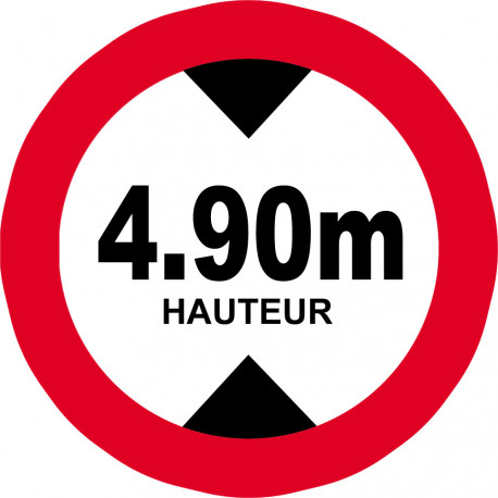 hauteur de passage maximum 4,90m - 15cm - Autocollant(sticker)