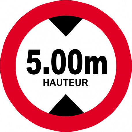 hauteur de passage maximum 5m - 5cm - Autocollant(sticker)