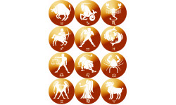 famille signes du zodiaque - 12 stickers de 7cm - Autocollant(sticker)