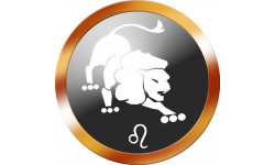 signe du zodiaque lion rond doré - 8cm - Autocollant(sticker)