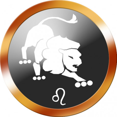 signe du zodiaque lion rond doré - 8cm - Autocollant(sticker)