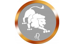 signe zodiaque lion rond doré - 8cm - Autocollant(sticker)