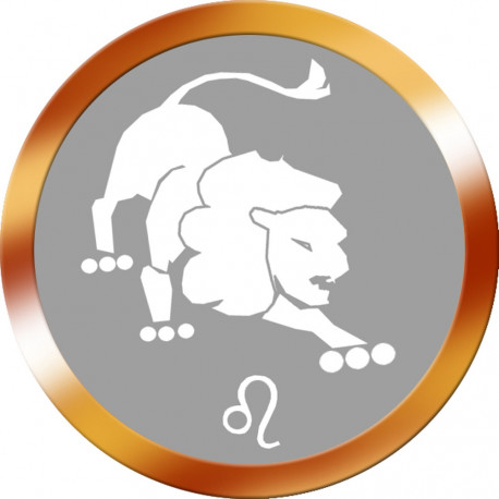 signe zodiaque lion rond doré - 5cm - Autocollant(sticker)