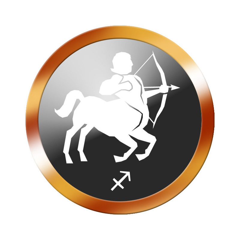 signe du zodiaque sagittaire rond doré - 8cm - Sticker/autocollant