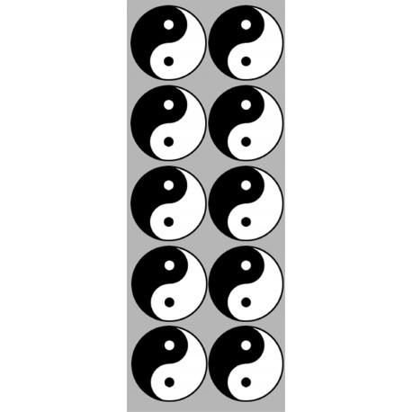 YIN YANG classique - 10 stickers de 5cm - Autocollant(sticker)