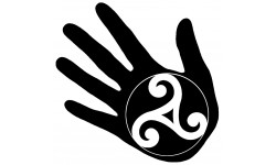 main triskel blanc fond noir - 15x15cm - Autocollant(sticker)