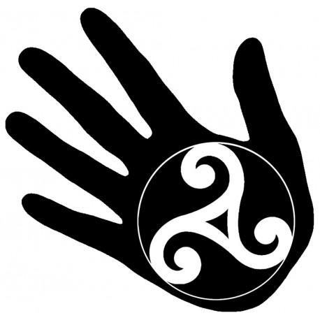 main triskel blanc fond noir - 5x5cm - Autocollant(sticker)