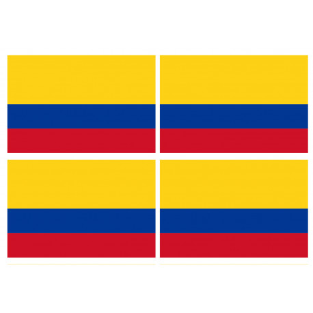 Drapeau Colombie - 4 stickers - 9.5 x 6.3 cm - Autocollant(sticker)