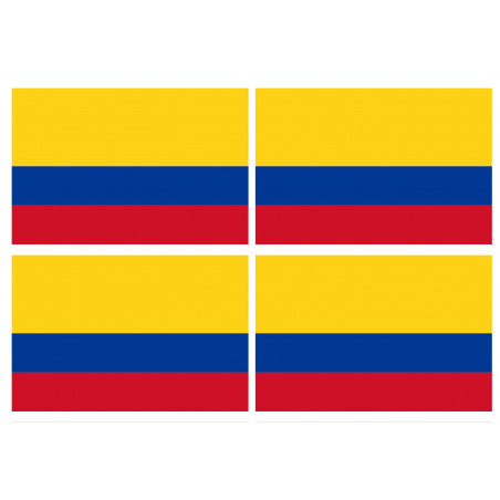 Drapeau Colombie - 4 stickers - 9.5 x 6.3 cm - Autocollant(sticker)