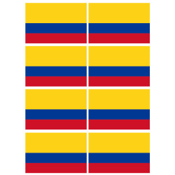 Drapeau Colombie - 8 stickers - 9.5 x 6.3 cm - Sticker/autocollant