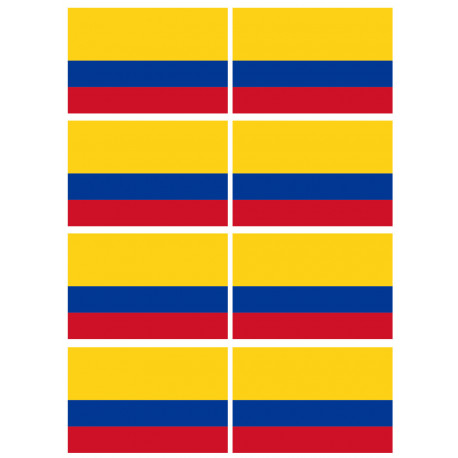 Drapeau Colombie - 8 stickers - 9.5 x 6.3 cm - Autocollant(sticker)