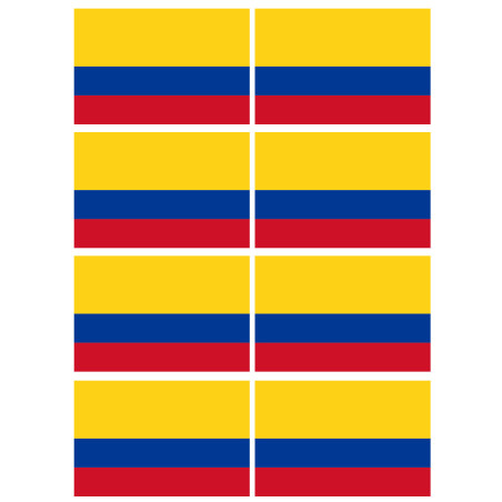 Drapeau Colombie - 8 stickers - 9.5 x 6.3 cm - Sticker/autocollant