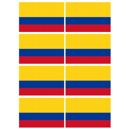 Drapeau Colombie - 8 stickers - 9.5 x 6.3 cm - Autocollant(sticker)