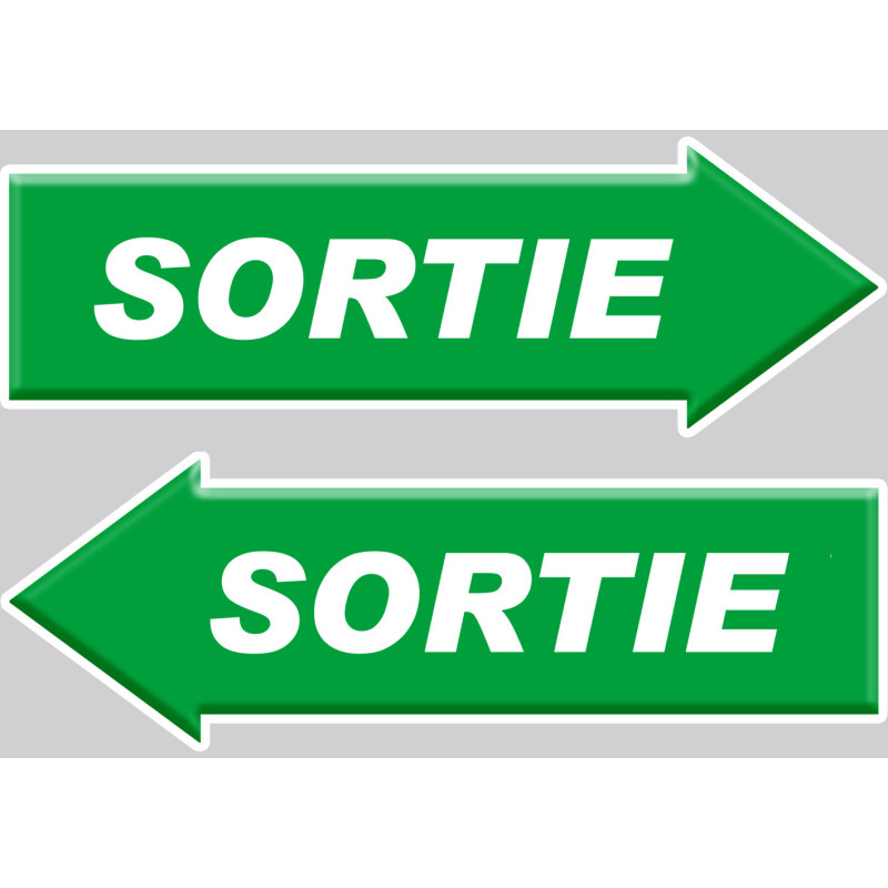 sortie flèche droite et gauche - 2 stickers 20x7cm - Sticker/autocoll