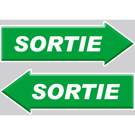 sortie flèche droite et gauche - 2 stickers 20x7cm - Sticker/autocoll