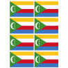 Drapeau Comores - 8 stickers - 9.5 x 6.3 cm - Autocollant(sticker)