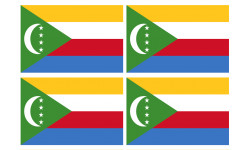 Drapeau Comores - 4 stickers - 9.5 x 6.3 cm - Autocollant(sticker)