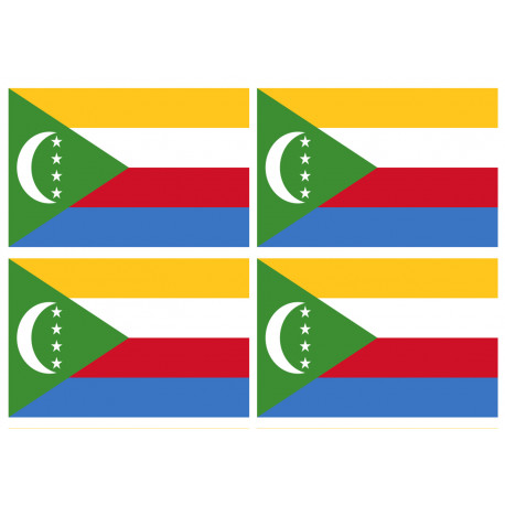 Drapeau Comores - 4 stickers - 9.5 x 6.3 cm - Autocollant(sticker)