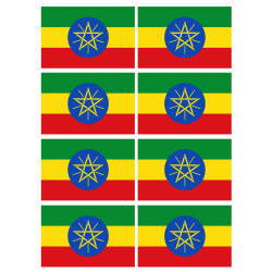 Drapeau Ethiopie - 8 stickers - 9.5 x 6.3 cm - Sticker/autocollant