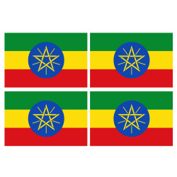Drapeau Ethiopie - 4 stickers - 9.5 x 6.3 cm - Sticker/autocollant