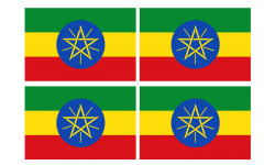 Drapeau Ethiopie - 4 stickers - 9.5 x 6.3 cm - Autocollant(sticker)