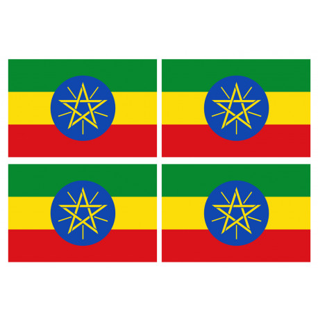 Drapeau Ethiopie - 4 stickers - 9.5 x 6.3 cm - Autocollant(sticker)