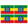 Drapeau Ethiopie - 4 stickers - 9.5 x 6.3 cm - Sticker/autocollant