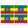 Drapeau Ethiopie - 4 stickers - 9.5 x 6.3 cm - Autocollant(sticker)