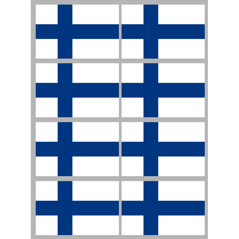 Drapeau Finlande - 8 stickers - 9.5 x 6.3 cm - Sticker/autocollant