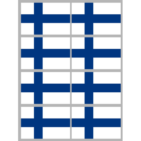 Drapeau Finlande - 8 stickers - 9.5 x 6.3 cm - Sticker/autocollant
