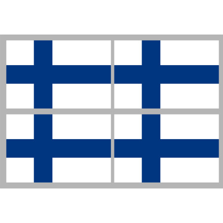 Drapeau Finlande - 4 stickers - 9.5 x 6.3 cm - Sticker/autocollant