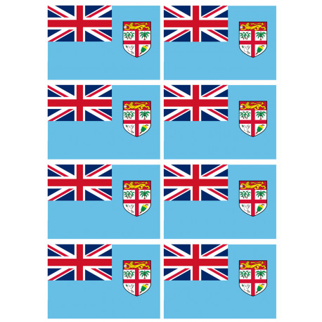 Drapeau Fidji - 8 stickers - 9.5 x 6.3 cm - Autocollant(sticker)