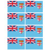 Drapeau Fidji - 8 stickers - 9.5 x 6.3 cm - Sticker/autocollant