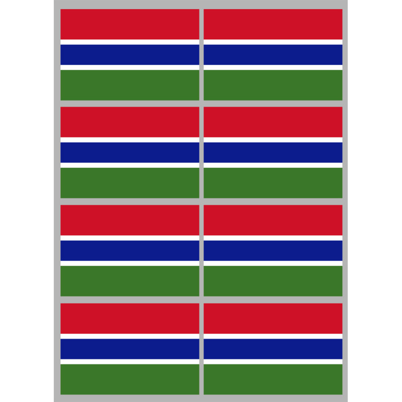 Drapeau Gambie - 8 stickers - 9.5 x 6.3 cm - Sticker/autocollant