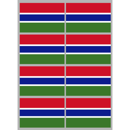 Drapeau Gambie - 8 stickers - 9.5 x 6.3 cm - Sticker/autocollant