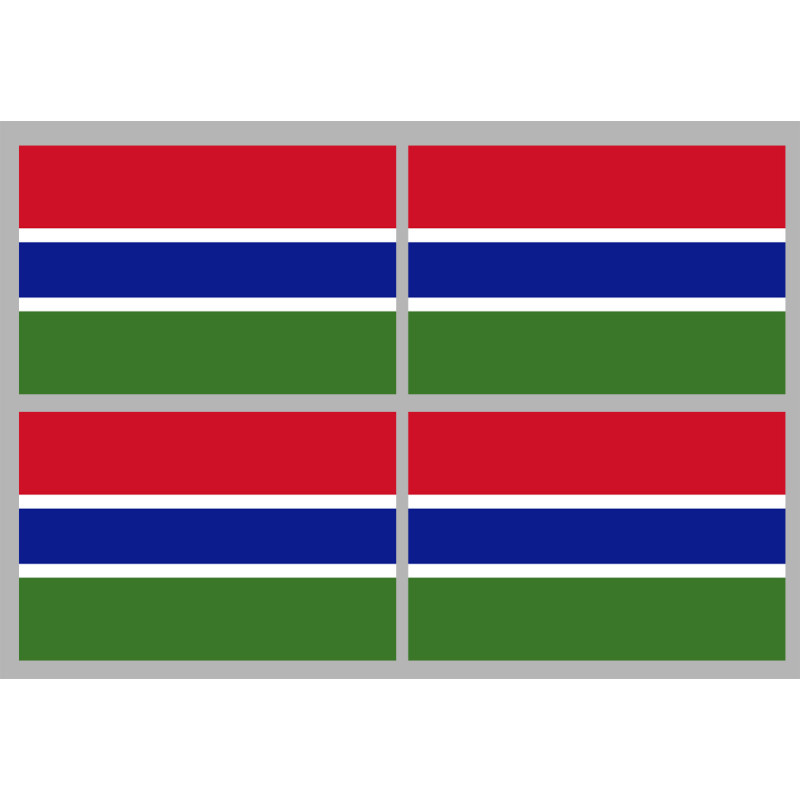 Drapeau Gambie - 4 stickers - 9.5 x 6.3 cm - Sticker/autocollant
