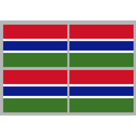 Drapeau Gambie - 4 stickers - 9.5 x 6.3 cm - Sticker/autocollant