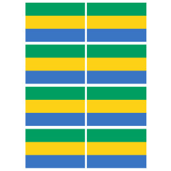 Drapeau Gabon - 8 stickers - 9.5 x 6.3 cm - Sticker/autocollant