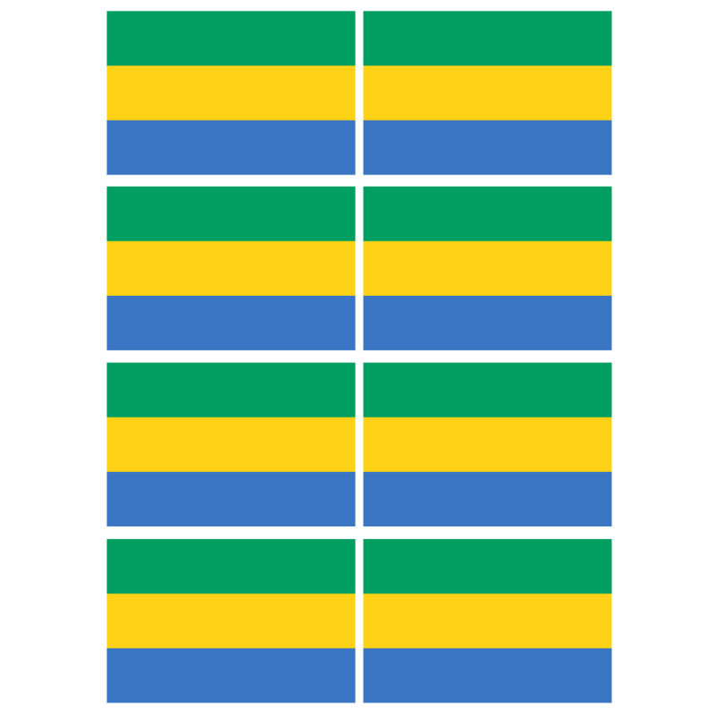 Drapeau Gabon - 8 stickers - 9.5 x 6.3 cm - Sticker/autocollant