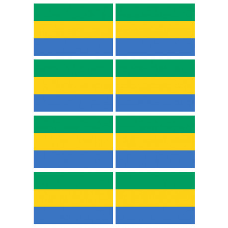 Drapeau Gabon - 8 stickers - 9.5 x 6.3 cm - Autocollant(sticker)