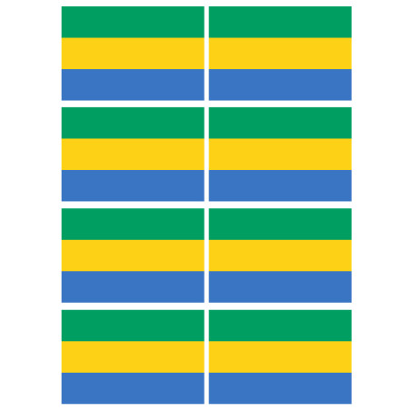 Drapeau Gabon - 8 stickers - 9.5 x 6.3 cm - Sticker/autocollant