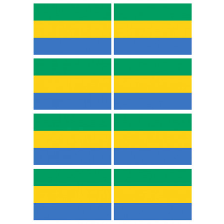 Drapeau Gabon - 8 stickers - 9.5 x 6.3 cm - Autocollant(sticker)